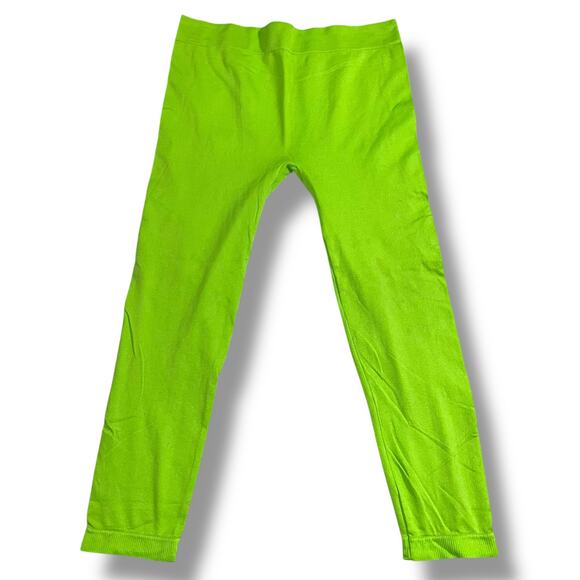 No Boundaries Womens Footless Tights Neon Green Ankle Length Large 11 13 - Picture 1 of 6